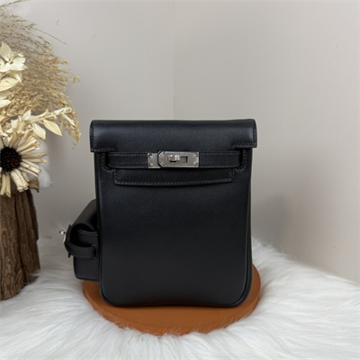 Kelly Jump Backpack Swift Leather Silver Tone Hardware In Black Color HS