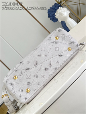 L.V Bella Tote Mahina Bloom Perforated Mahina calfskin leather Gray/Pink M13838