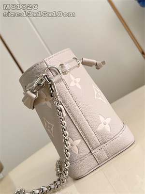 LV Nano Noé Monogram Empreinte leather Brume/Quartz M14224