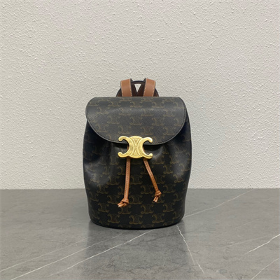 Celine Backpack Bonnie In Triomphe Canvas and calfskin Tan