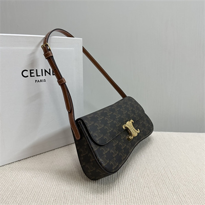 Celine Medium LOLA In Triomphe Canvas and Calfskin Tan