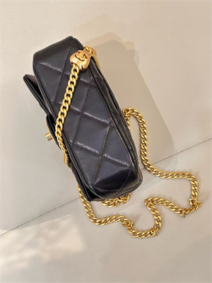 Chanel Mini Flap Bag Lambskin Gold Tone Metal Black AS3828