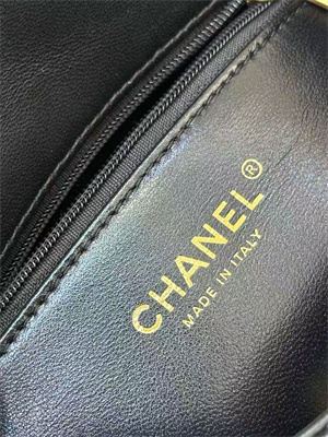 Chanel Mini Flap Bag Lambskin Gold Tone Metal Black AS3828