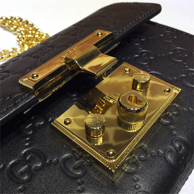 Gu.cci Padlock Small shoulder bag Black Leather 409487