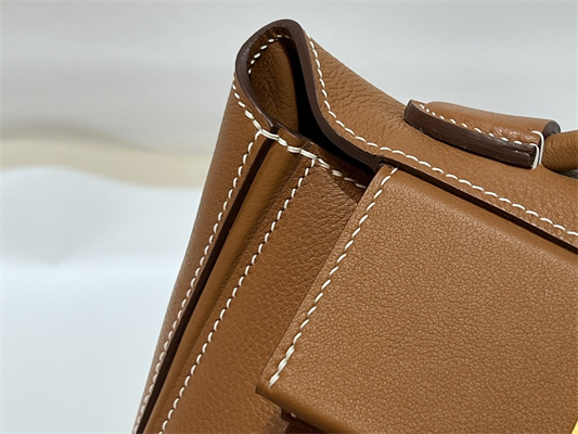 Hermes 2424 Mini Bag Evercolor/ Swift Leather Gold/Silver Tone Metal Gold Color HS