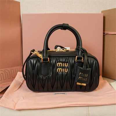 MiuMiu Arcadie matelassé nappa leather Top handle bag Black Color