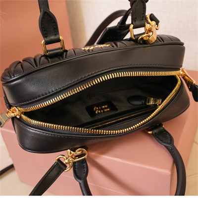MiuMiu Arcadie matelassé nappa leather Top handle bag Black Color