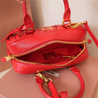 MiuMiu Arcadie matelassé nappa leather Top handle bag Red Color