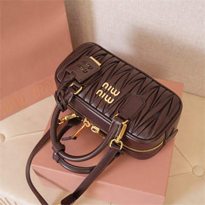 MiuMiu Arcadie matelassé nappa leather Top handle bag Briarwood Color