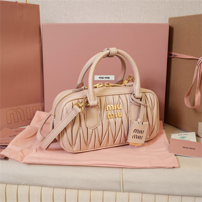MiuMiu Arcadie matelassé nappa leather Top handle bag Pale Pink Color