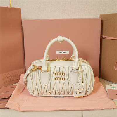 MiuMiu Arcadie matelassé nappa leather Top handle bag White Color