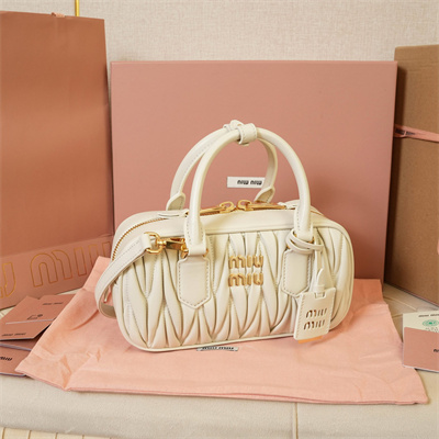 MiuMiu Arcadie matelassé nappa leather Top handle bag White Color