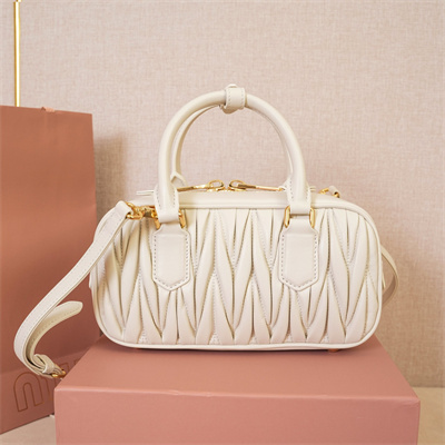 MiuMiu Arcadie matelassé nappa leather Top handle bag White Color
