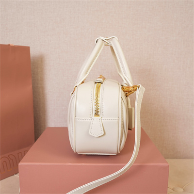MiuMiu Arcadie matelassé nappa leather Top handle bag White Color