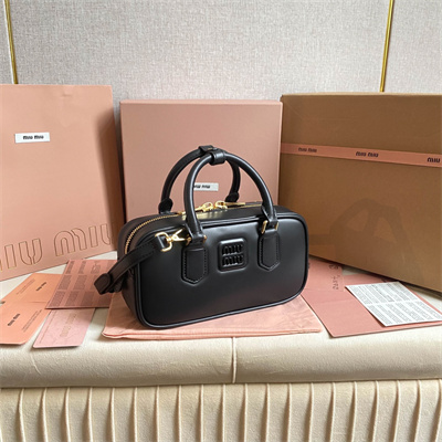 MiuMiu Arcadie Leather Top handle bag Black Color