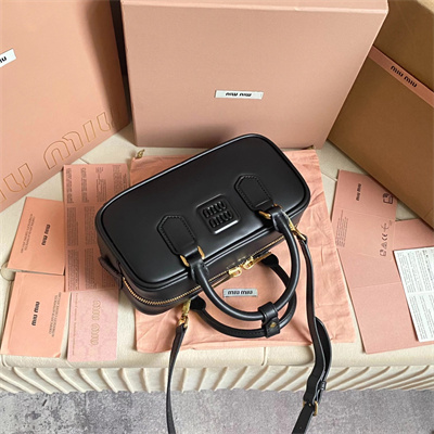 MiuMiu Arcadie Leather Top handle bag Black Color