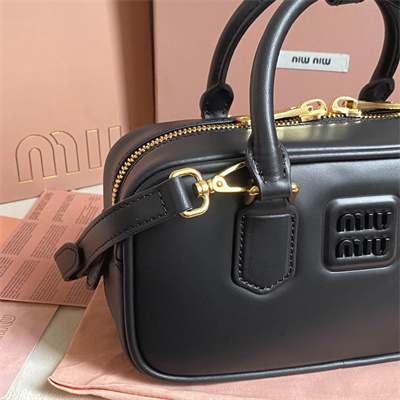 MiuMiu Arcadie Leather Top handle bag Black Color