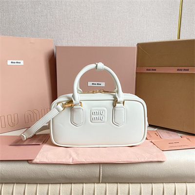 MiuMiu Arcadie Leather Top handle bag White Color