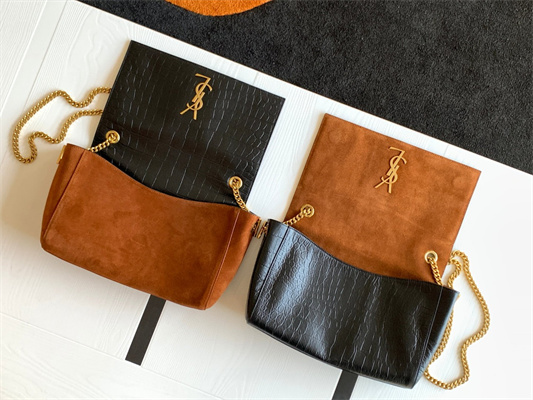 Y.S.L REVERSIBLE KATE MEDIUM Gold Tone Metal Black Color