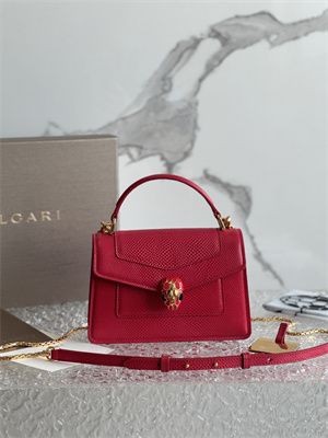 BVLGARI Serpenti Forever Mini top handle bag Calfskin Leather Red Color 293666