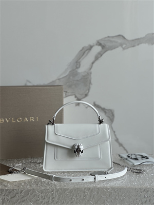 BVLGARI Serpenti Forever Mini top handle bag Calfskin Leather White Color 293666