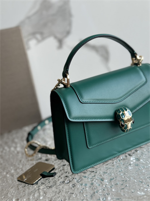 BVLGARI Serpenti Forever Mini top handle bag Calfskin Leather Green Color 293666