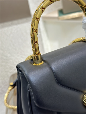 BVLGARI Serpenti Reverse top handle bag Calfskin Leather Black Color 292128