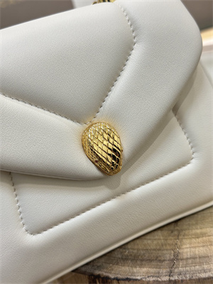 BVLGARI Serpenti Reverse top handle bag Calfskin Leather White Color 292128