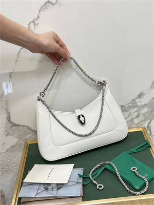 BVLGARI Serpenti Baia Shoulder Bag Calfskin Leather White Color 293208