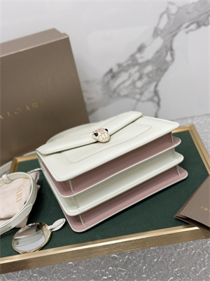 BVLGARI Serpenti Forever top handle bag Calfskin Leather White Color 289835