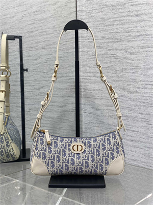CD 30 Montaigne Wanderlust Mini Bag Blue Dior Oblique Chambray with Raffia Effect and Light Biscuit Smooth Calfskin