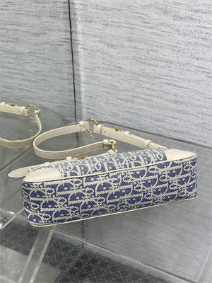 CD 30 Montaigne Wanderlust Mini Bag Blue Dior Oblique Chambray with Raffia Effect and Light Biscuit Smooth Calfskin