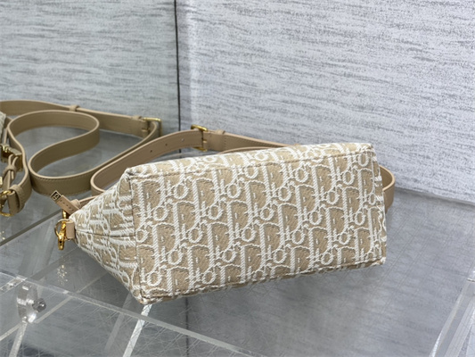CD Medium DiorTravel Nomad Pouch Nature Color Dior Oblique Jacquard