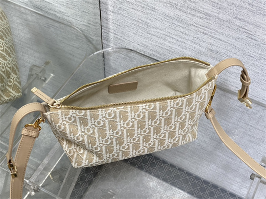 CD Medium DiorTravel Nomad Pouch Nature Color Dior Oblique Jacquard