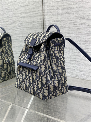 Di.or Mini Backpack Beige and Blue Oblique Jacquard