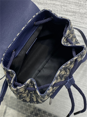 Di.or Mini Backpack Beige and Blue Oblique Jacquard