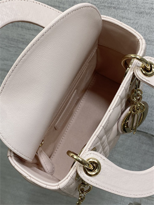 CD Mini Lady Dior Bag Cannage Lambskin Gold Tone Metal Sakura Pink