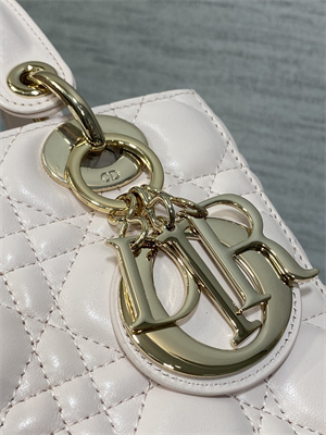 CD Small Lady Di.or My ABCDior Bag Cannage Lambskin Gold Tone Metal Sakura Pink