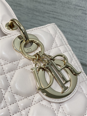 CD Medium Lady Di.or Bag Cannage Lambskin Gold Tone Metal Sakura