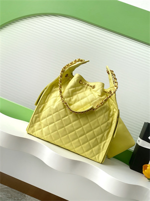 Chanel 25 Medium Handbag Grained Calfskin Gold Tone Metal Yellow AS5311