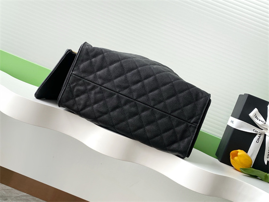 Chanel 25 Medium Handbag Grained Calfskin Gold Tone Metal Black AS5311