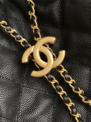 Chanel 25 Medium Handbag Grained Calfskin Gold Tone Metal Black AS5311