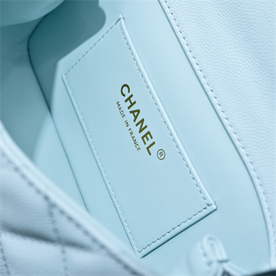 Chanel 25s Mini Top Handle Bag Gold Tone Metal Blue AS4591