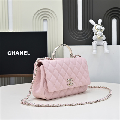 Chanel 25s Top Handle Bag Gold Tone Metal Pink AS5554