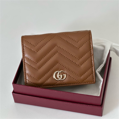 Gu.cci GG Marmont card case wallet Leather Brown 466492