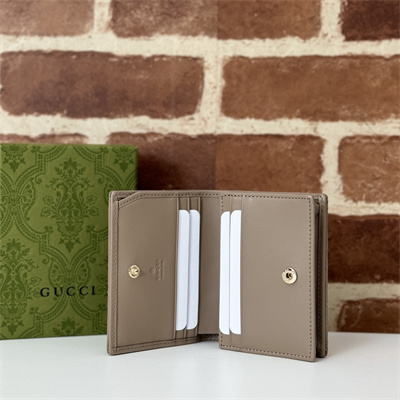 Gu.cci GG Marmont card case wallet Leather Taupe 466492