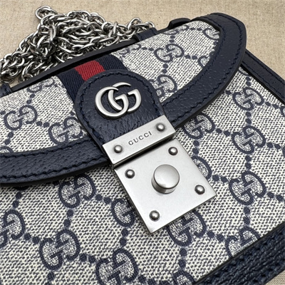Gu.cci Ophidia Mini Top Handle Bag Supreme Canvas Blue 696180