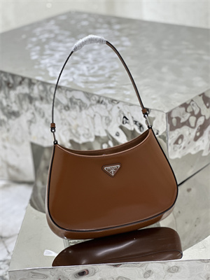 Prada Cleo Brushed Leather Shoulder Bag Brown 1BC499