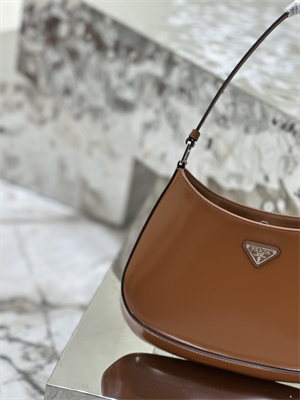 Prada Cleo Brushed Leather Shoulder Bag Brown 1BC499