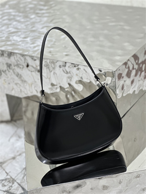 Prada Cleo Brushed Leather Shoulder Bag Black 1BC499